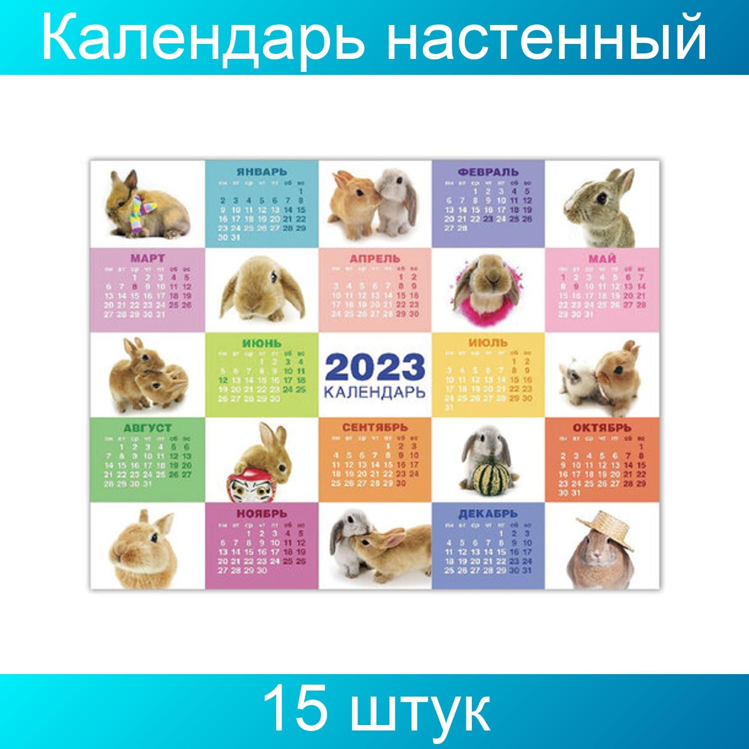 Календарь 2025 2025 год вашингтон Календарь настенный листовой 2023 г., формат А2 (60х45 см), "Год Кролика", HATBE