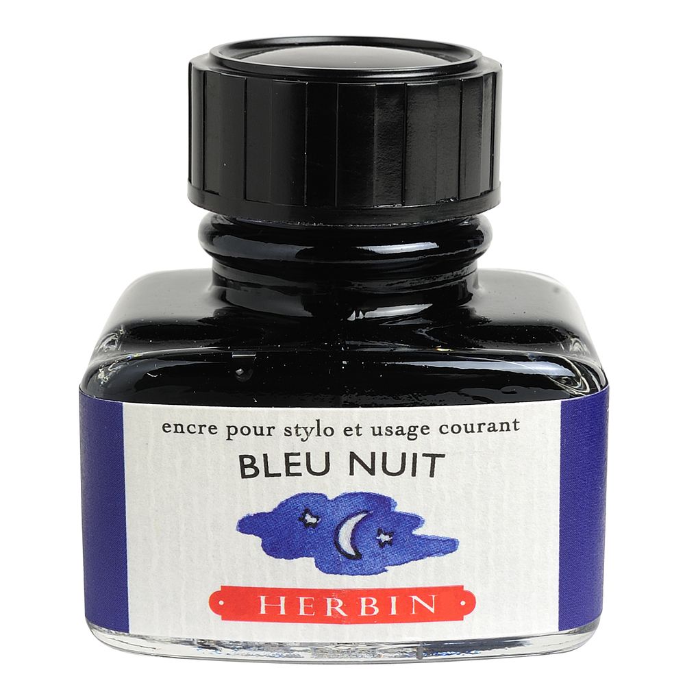 Чернила в банке Herbin, 30 мл, Bleu nuit Синяя ночь