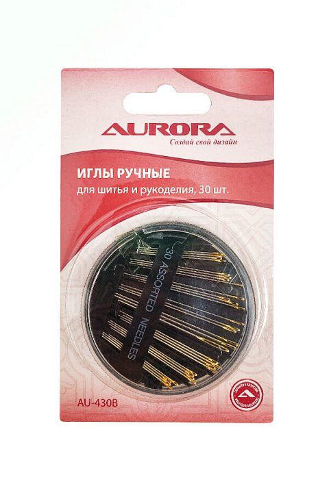 Иглыручныедляшитьяирукоделиясзолотымушком,30штAurora,AU-430B