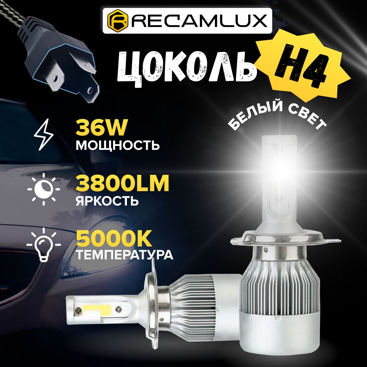 Лампа автомобильная RECAMLUX 12В/24В, 2 шт. купить по низкой цене с  доставкой в интернет-магазине OZON (725017974)