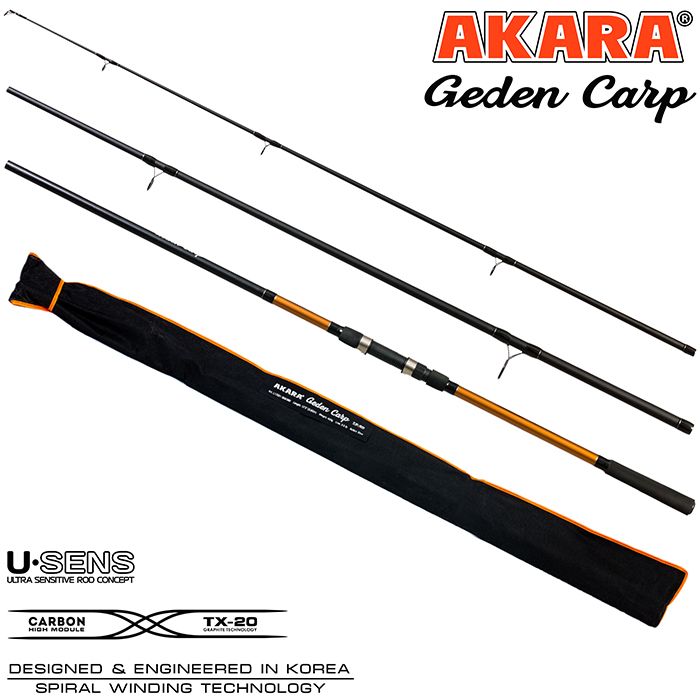 Удилище штекерное угольное карповое 3 колена Akara L17031 Geden Carp TX-20 2,75 Lb 3,6 м