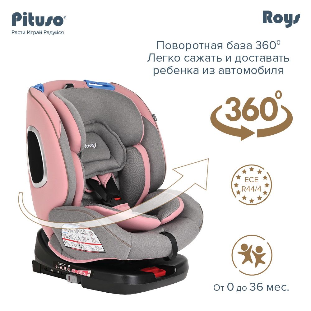 Автокресло детское поворотное на 360 градусов 0/1/2/3, 0-36кг Pituso Roys Isofix