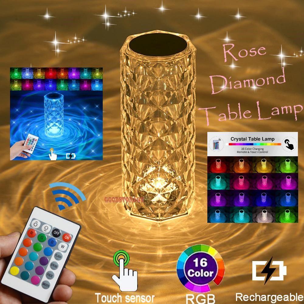 Светодиодная кристаллическая настольная лампа роза Rose Diamond Table Lamp