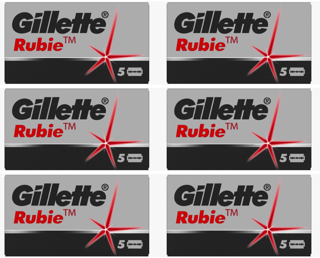 Gillette Лезвие классическое, для станка, Rubie, 5 шт, 6 уп/