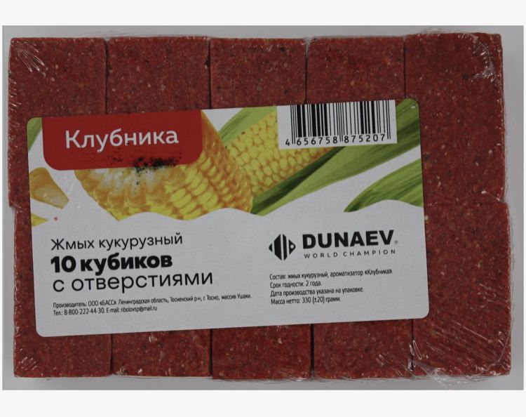 Жмых DUNAEV кукурузный  Клубника 300г.