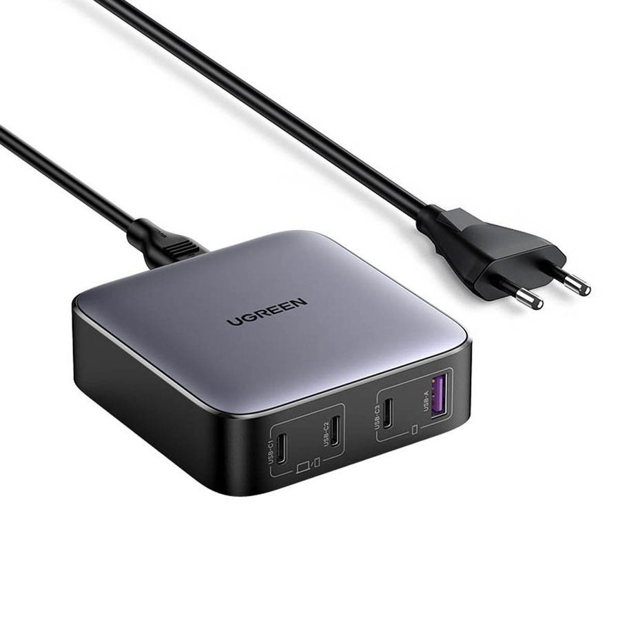 ЗарядноеустройствоUGREENCD328(90928)1*USB-A+3*USB-C100WDesktopFastChargerсерыйкосмос