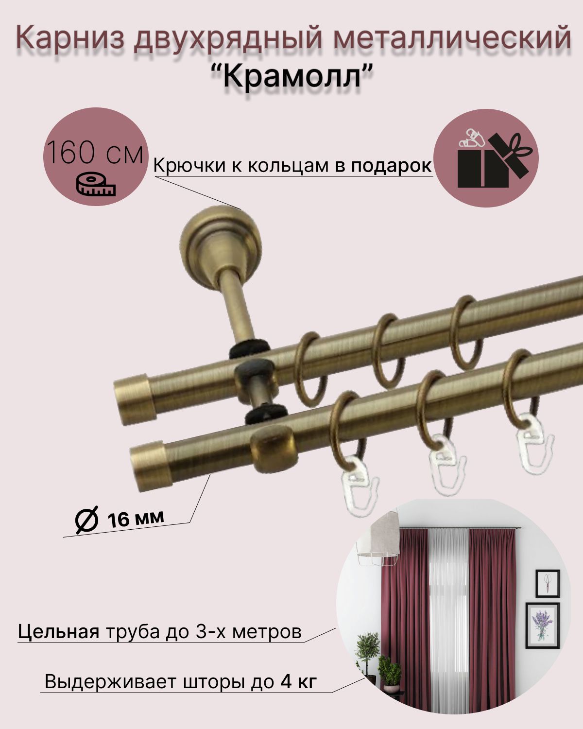 Озон карнизы для штор настенные двухрядные