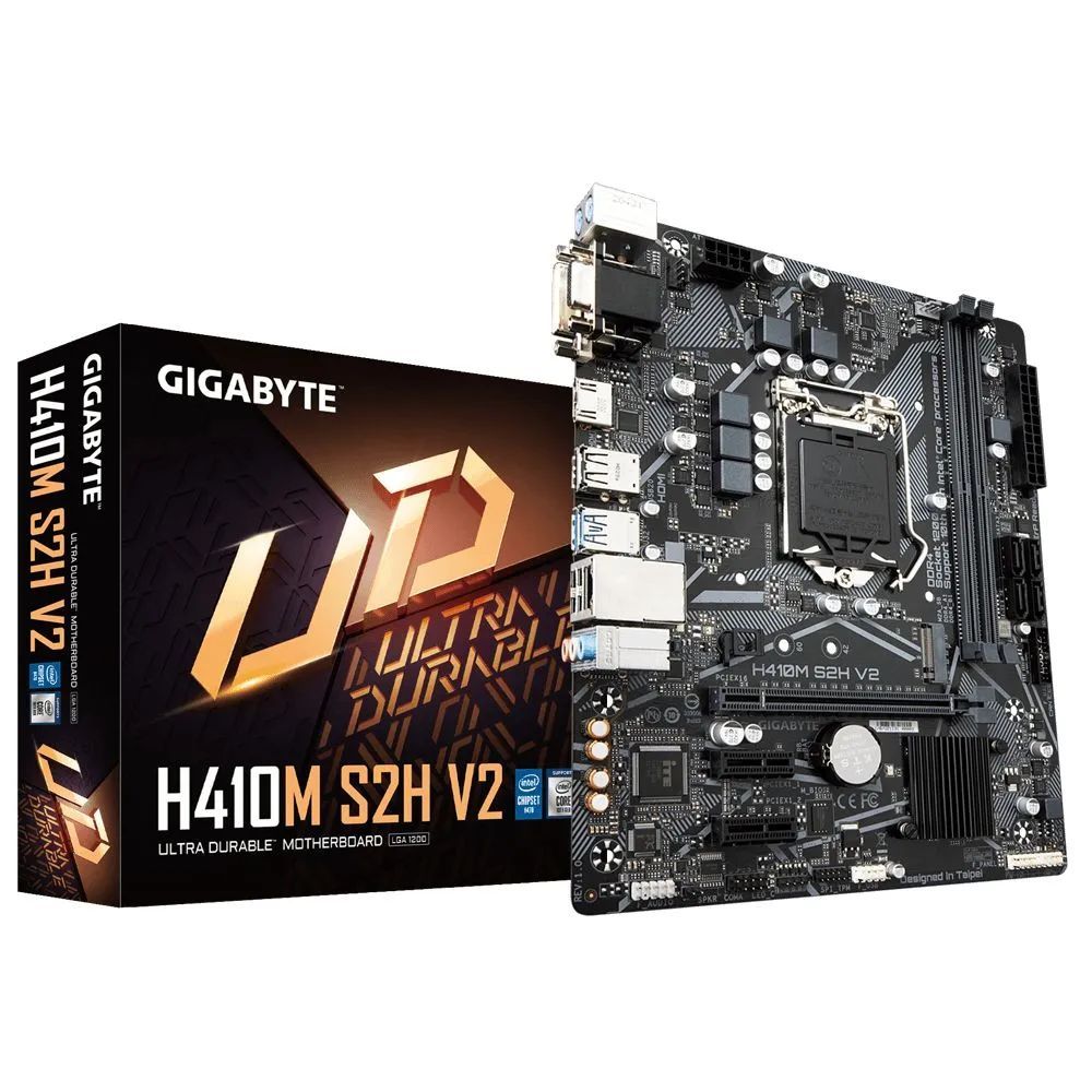 GigabyteМатеринскаяплатаmATXH410MS2HV2(LGA1200,Q470E,2*DDR4(3200),4*SATA6GRAID,M.2,3*PCIe,HDMI,DVI-D,2*USB3.2,4*USB2.0)RTL