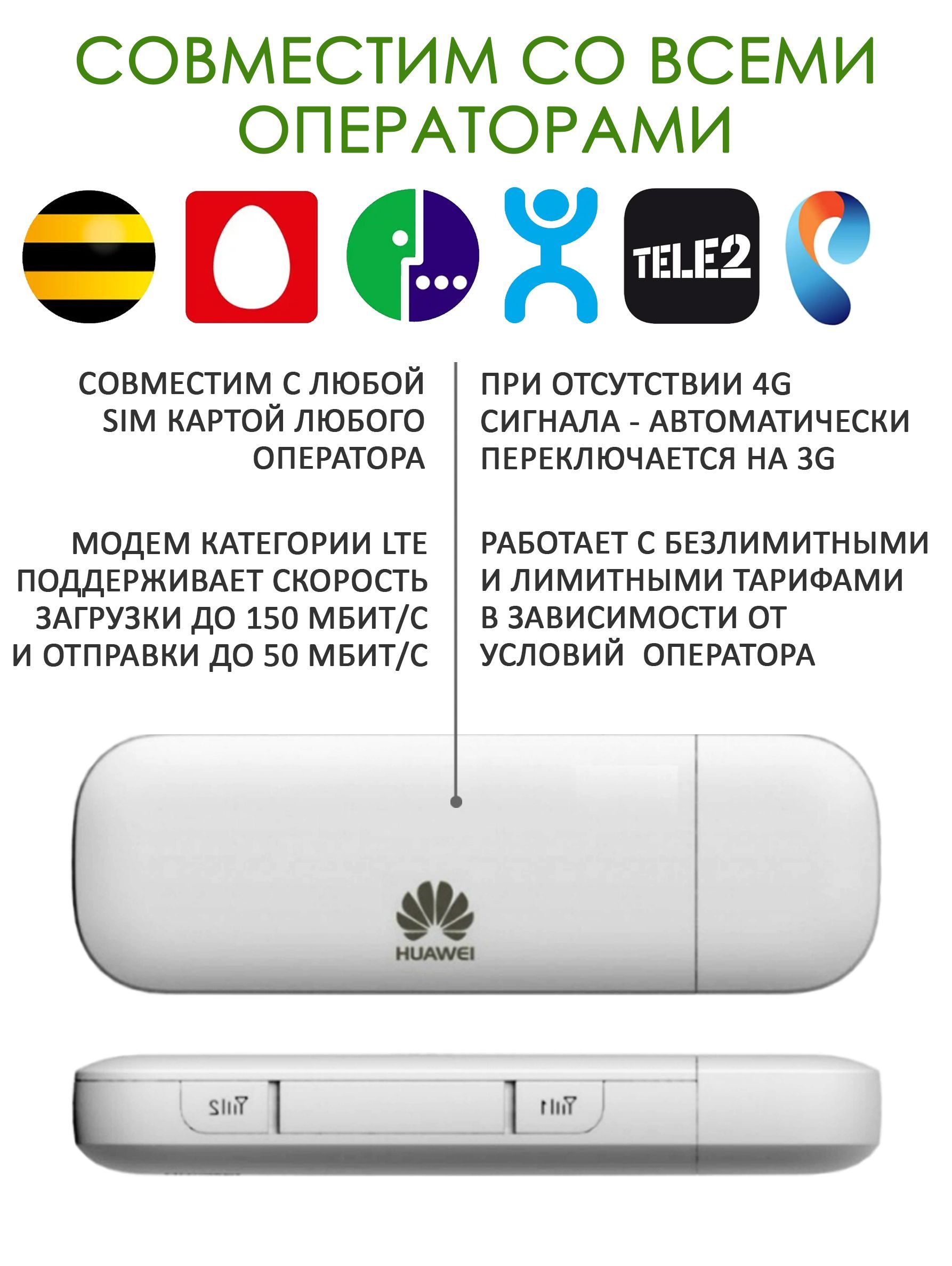 МодеморигинальныйE3372H-153(3G/4GLTE)всетарифычерныйцвет