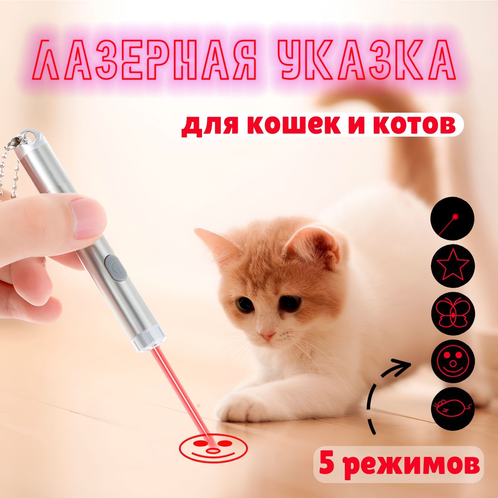 Лазерная указка для кошек и собак игрушка лазер, дразнилка, фонарик с USB зарядкой