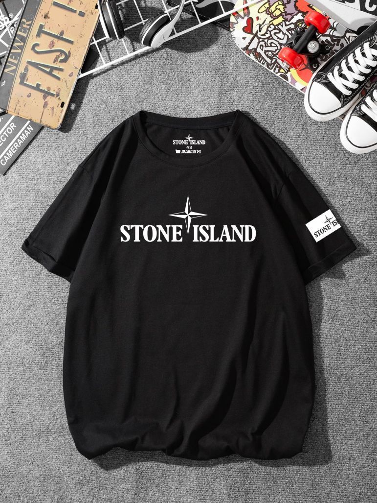 Футболка Stone Island, размер 38, цвет черный, 100% хлопок - купить по  выгодной цене в интернет-магазине OZON (789737657)