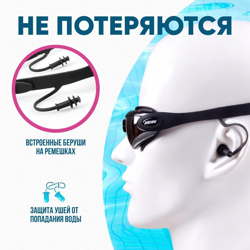 Очки для плавания мужские женские детские 10+, с берушами для бассейна(图3)