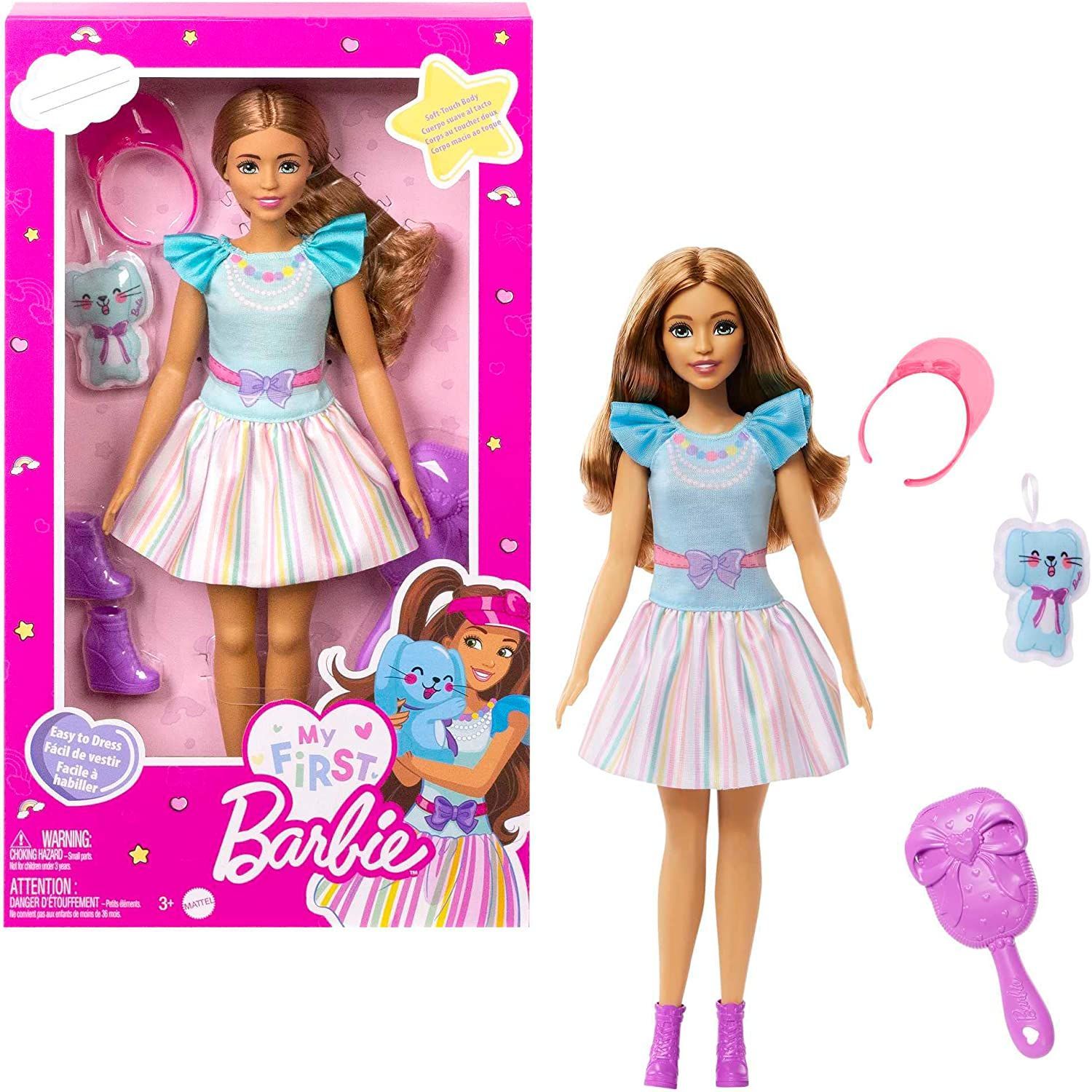 Кукла Mattel My First Barbie Моя первая Барби Брюнетка с кроликом (34 см,  гибкое тело) - купить с доставкой по выгодным ценам в интернет-магазине  OZON (945381823)