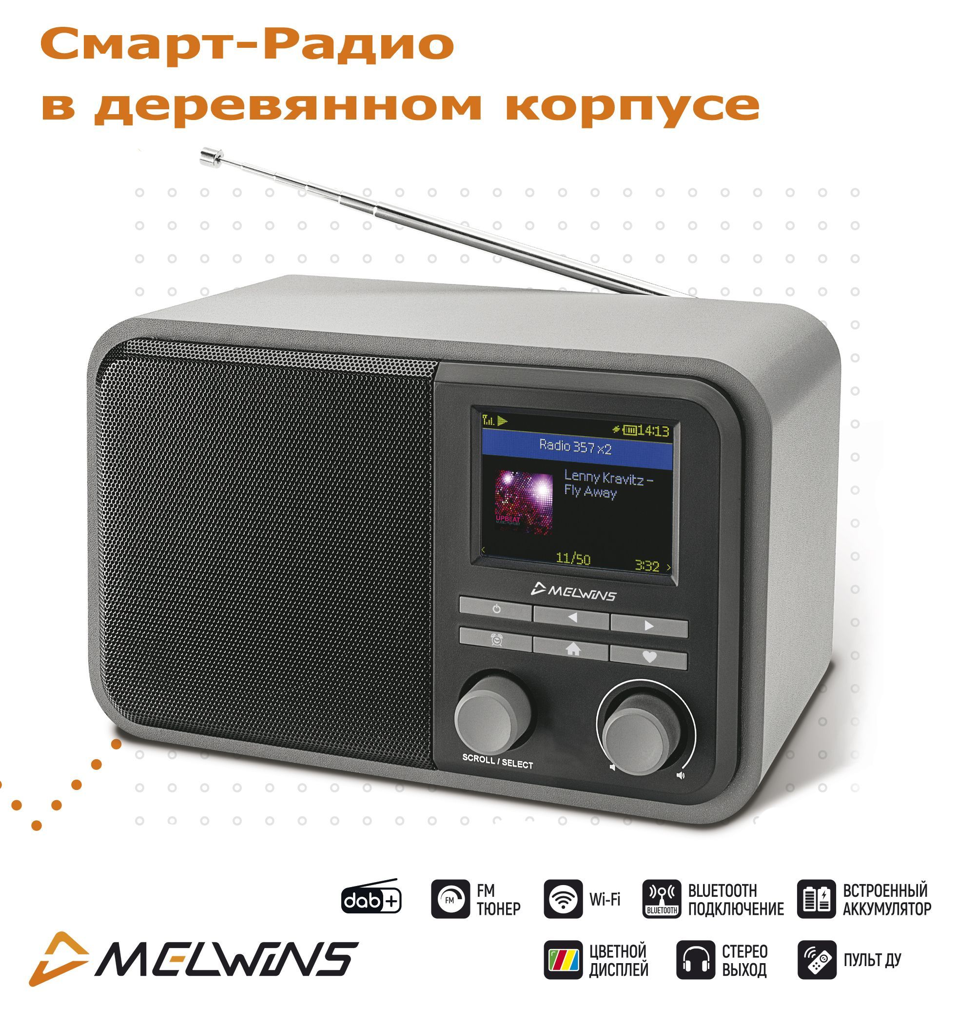 Умное интернет радио Melwins MA330D (радиостанции со всего мира, FM, DAB,  стерео выход, пульт)