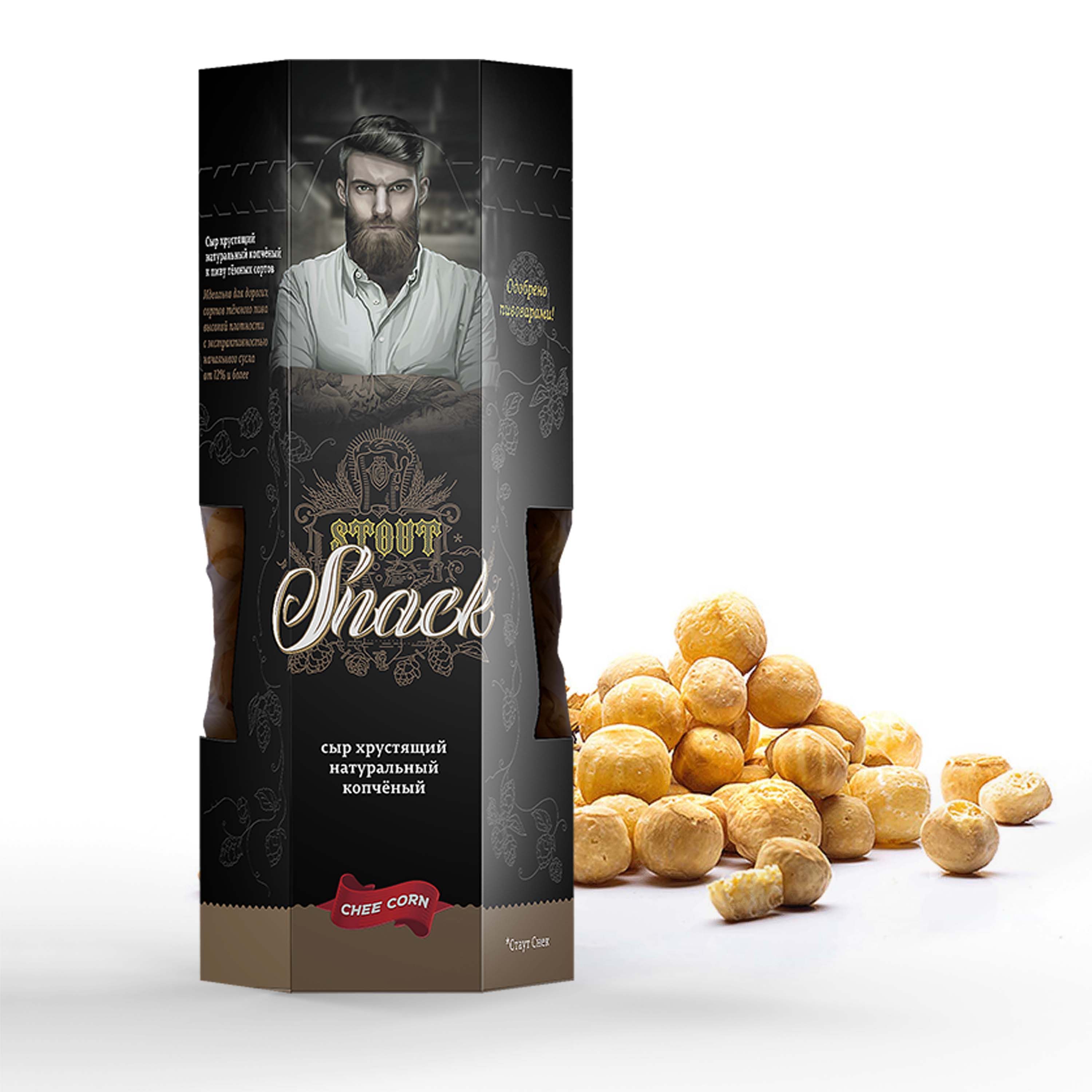 CHEECORN сыр хрустящий натуральный копчёный STOUT SNACK снеки к пиву, 40г