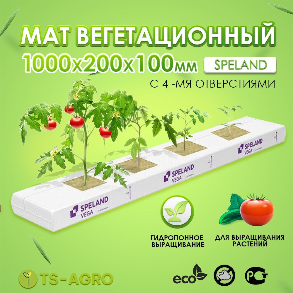 МатвегетационныйSPELANDVEGA1000x200x100c4отверстиями(минераловатныйсубстрат/минвата/агровата)