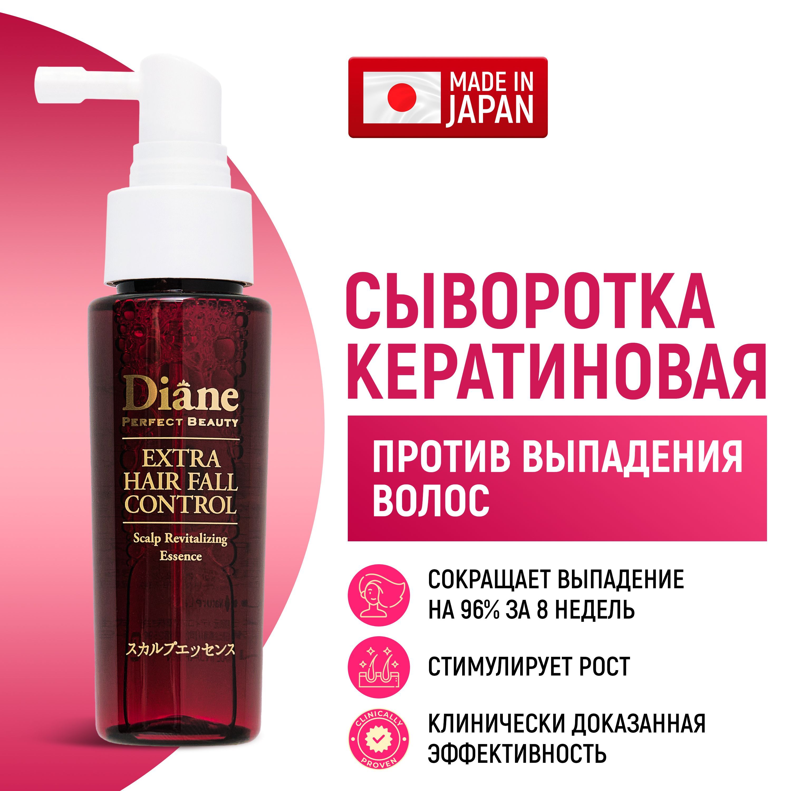 Moist Diane Сыворотка для волос несмываемая с кератином Perfect Beauty для  кожи головы против выпадения, для роста и густоты волос (Япония) 50 мл