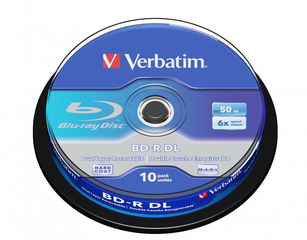 Verbatim Диск для записи BD-R, 50 ГБ, 10 шт