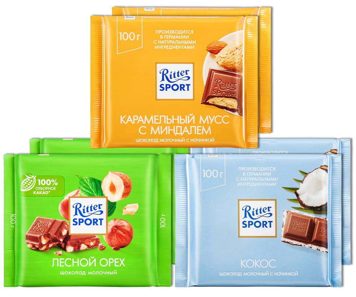 Шоколад ritter sport лесной орех молочный