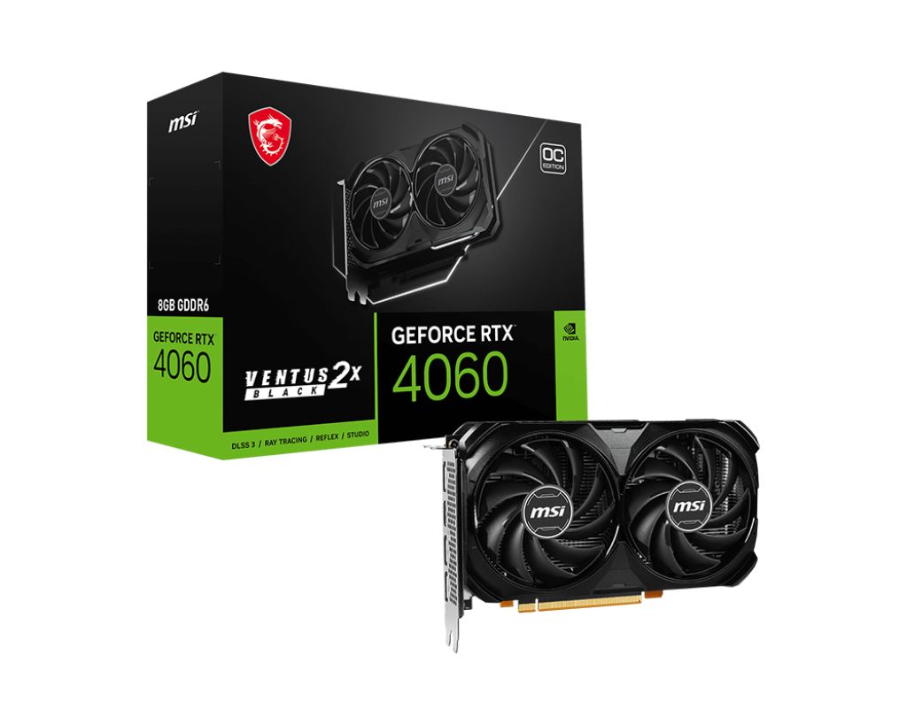 MSI Видеокарта GeForce RTX 4060 8 ГБ (RTX 4060 VENTUS 2X BLACK 8G OC)