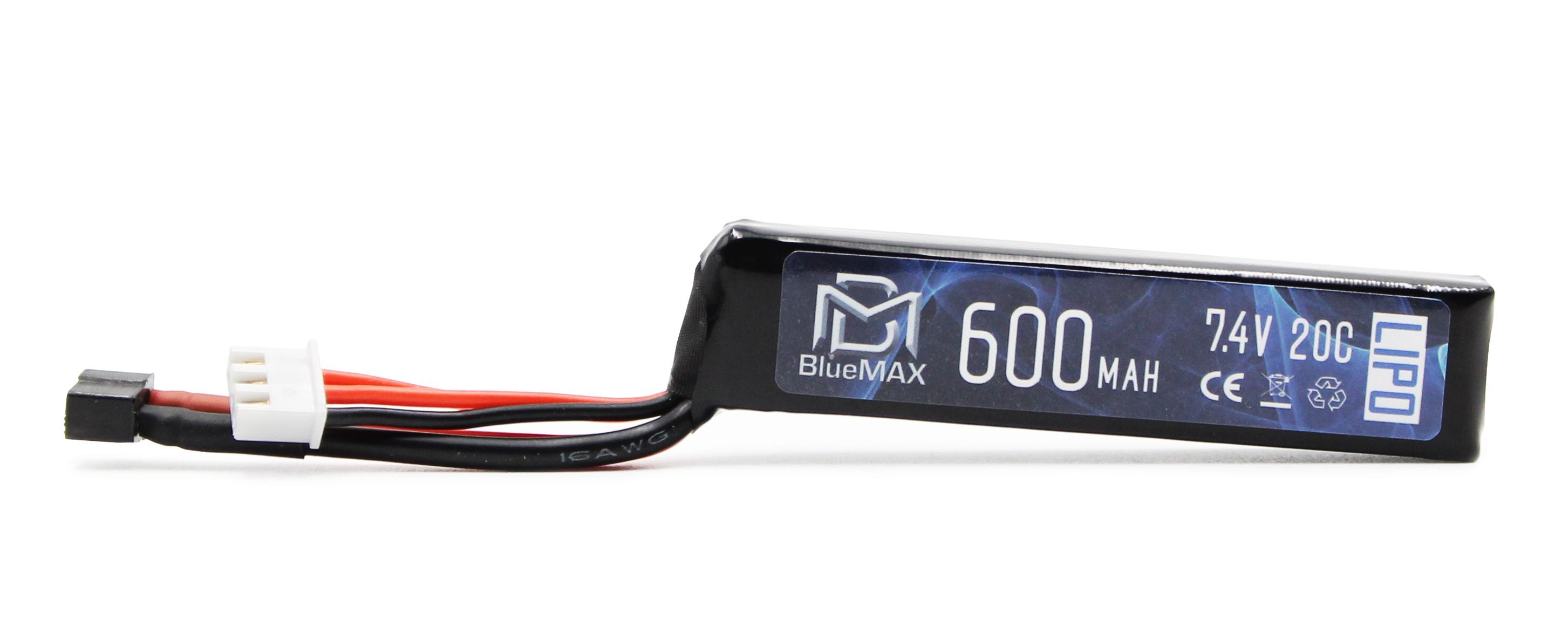 Аккумулятор BlueMax, 600mAh, LiPo, 7.4V, 20C, MARUI AEP, (PDW) w/Mini Deans, для электр. пистолета CYMA