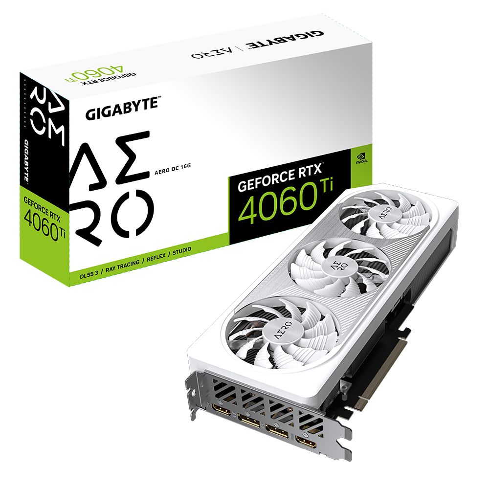 Gigabyte Видеокарта GeForce RTX 4060 Ti AERO OC 16 ГБ (GV-N406TAERO OC-16GD)