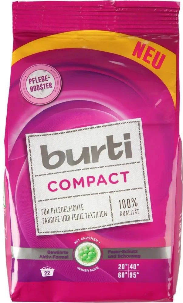 Порошок концентрированный для стирки цветного и тонкого белья "BURTI Compact", 1,1кг