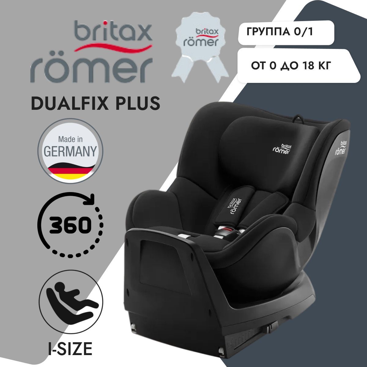 Детское автокресло Britax Romer Dualfix Plus, группа 0+1 Space Black