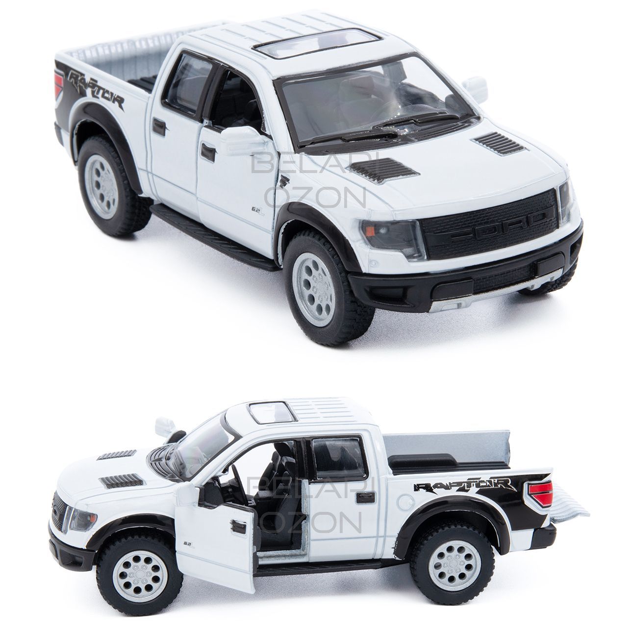 Машинка металлическая Kinsmart 1:46 2013 Ford F-150 SVT Raptor SuperCrew  (Форд Раптор) KT5365D инерционная, двери открываются / Белый - купить с  доставкой по выгодным ценам в интернет-магазине OZON (657566604)