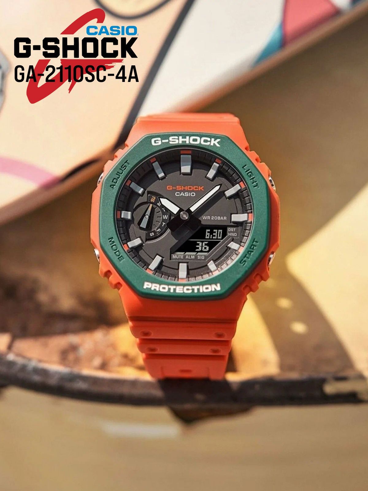 Японские мужские наручные часы Casio G-Shock 2100 GA-2110SC-4A