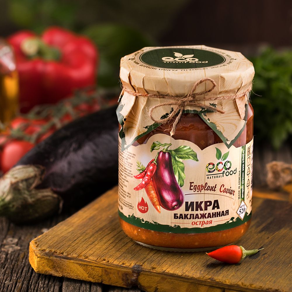 Икра EcoFood баклажанная острая, 520г - в заказе 1 шт.товара!