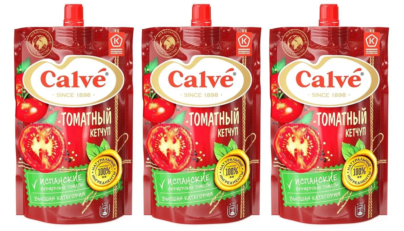 Кетчуп томатный Calve, 3 уп по 350 г