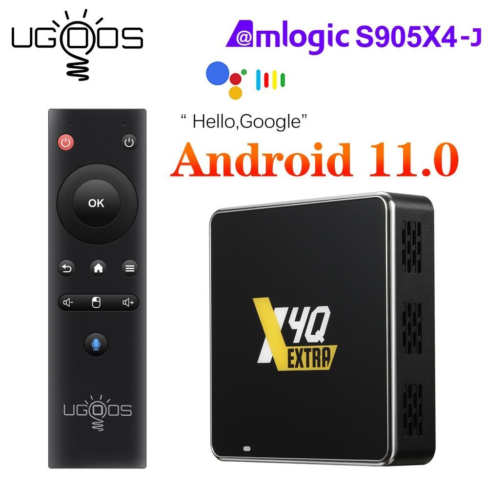 СмартТВприставкаUgoosX4QExtra4/128ГбAmlogicS905X4-JAndroid11.0пультcгироскопомиголосовымуправлением