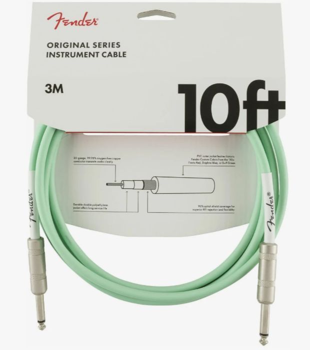 FENDER 10' OR INST CABLE SFG инструментальный кабель, зеленый, 10' (3,05 м)