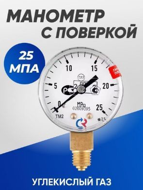 Манометр с поверкой 25,0 МПа углекислый газ