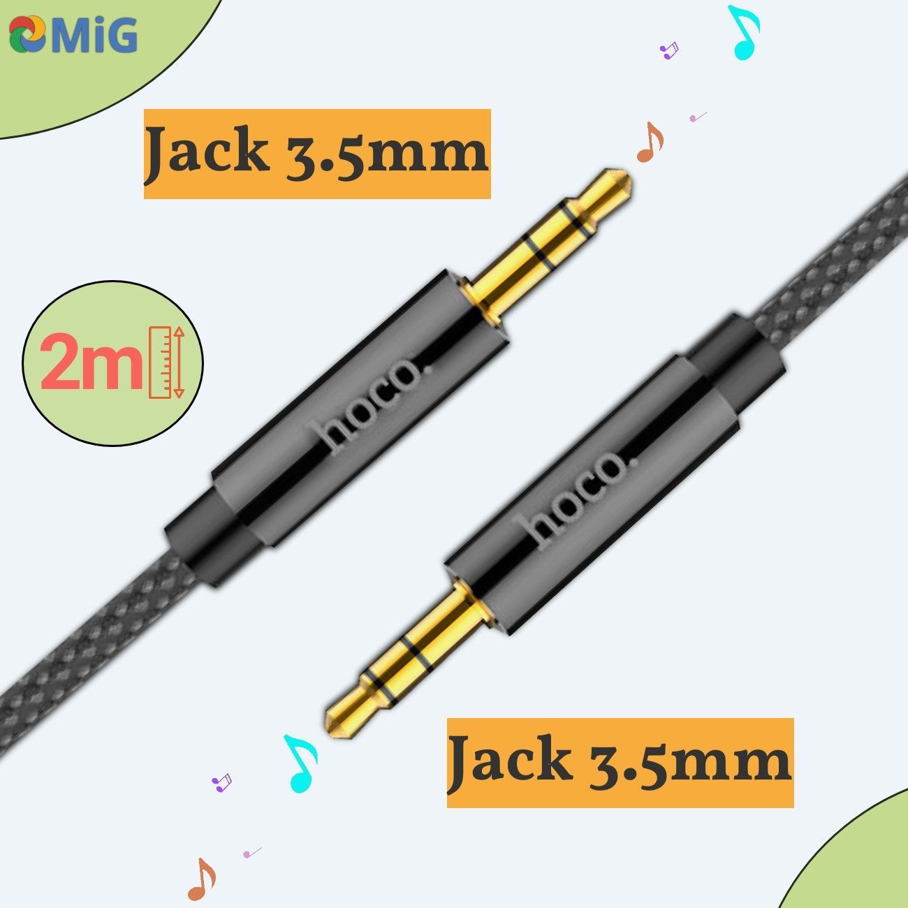 КабельHOCOUPA19Jack-3.5mm(TRS,male)наJack-3.5mm(TRS,male)AUX,2метрачерный,дляАвтомобильнойстереосистемы,Телефона,Планшета,Колонки