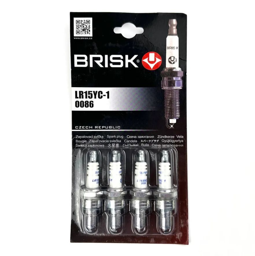 Комплект свечей зажигания BRISK LR15YC-1 ВАЗ LADA 2107 2108 2109 2110 2111 2112 2113 2114 2115 2121 Калина Приора Гранта Kalina Priora Granta