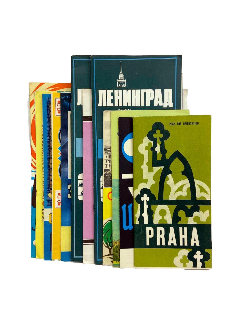 Подборка из 10 схем и карт городов винтаж. Прага, Ленинград и др.