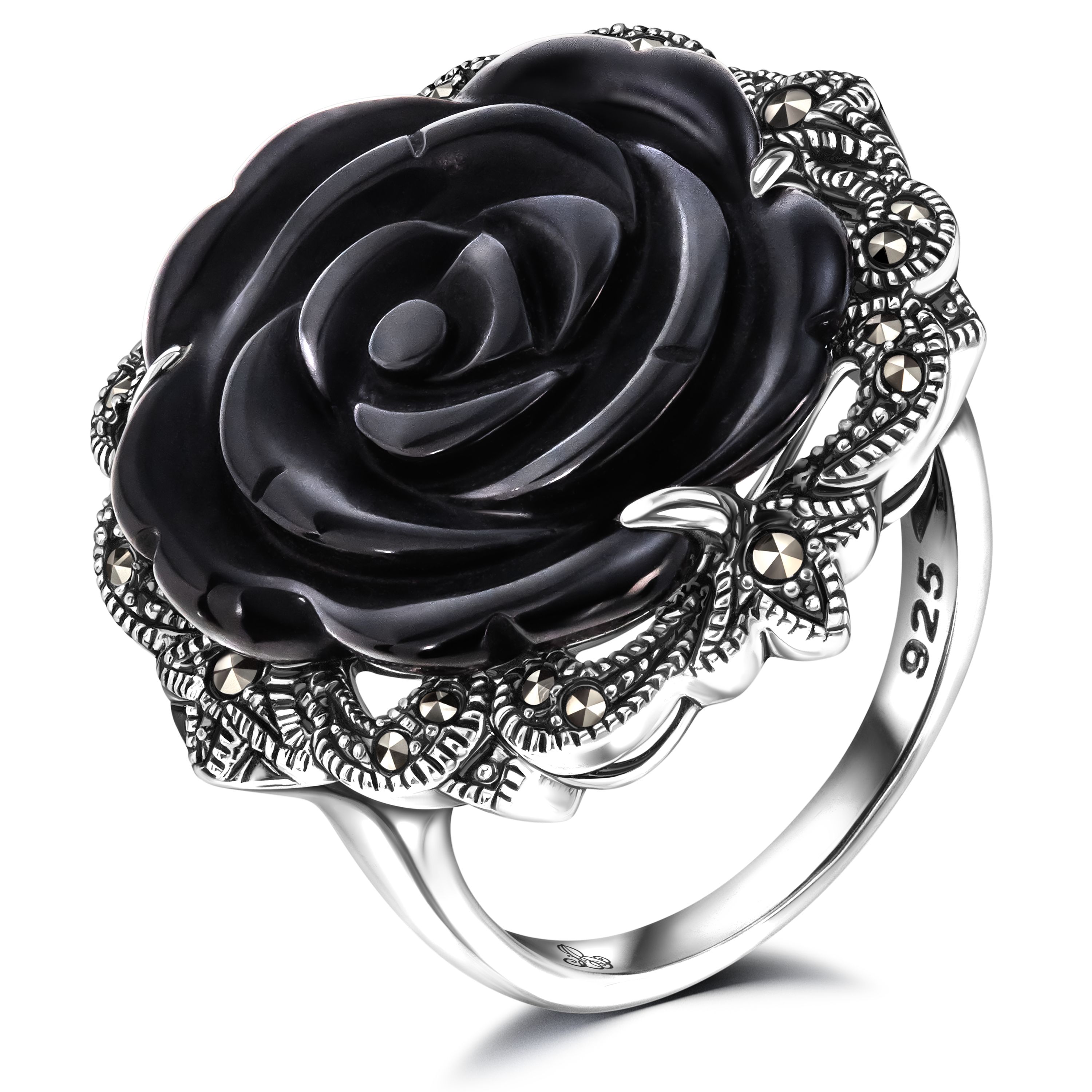 ЗОЛОТО АЛЕКСАНДРА ВАСИЛЬЕВА Кольцо серебро 925 женское с черным ониксом