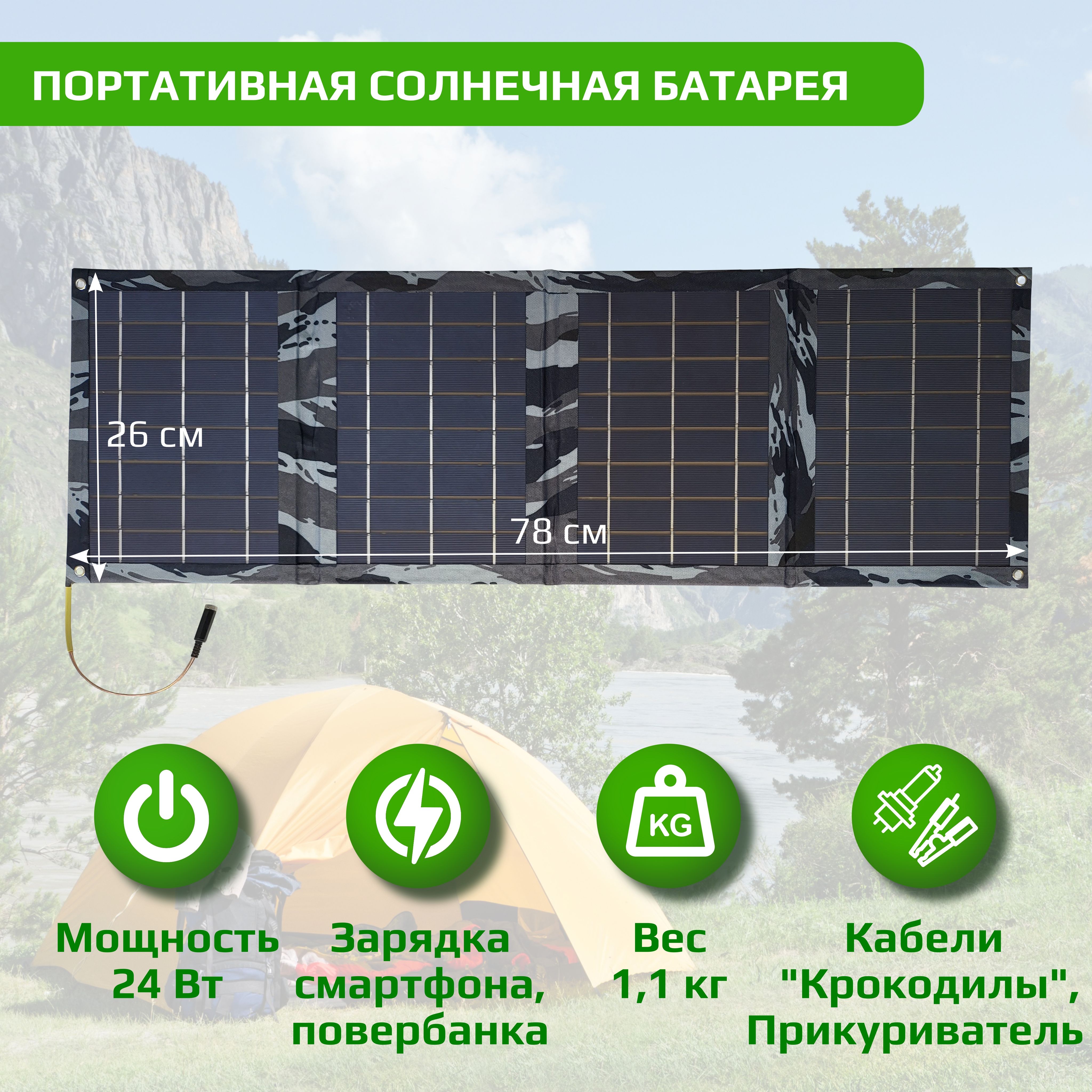 Складная солнечная батарея 24 Вт, SOLARIS-4B-24-12-B, цвет - синий камуфляж  / Портативное туристическое зарядное устройство / Походная солнечная зарядка  для телефонов, раций, повербанков - купить с доставкой по выгодным ценам в  интернет-магазине OZON ...