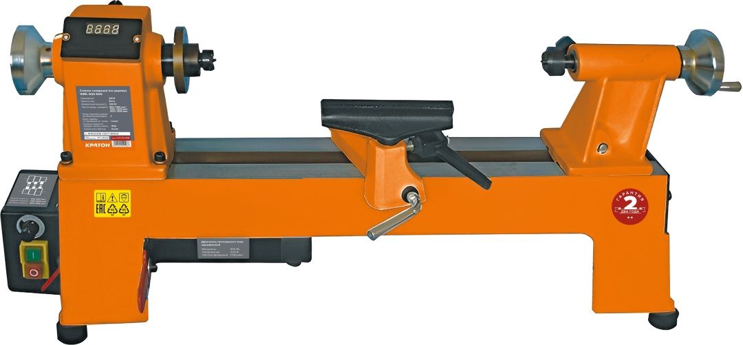 Токарный станок КРАТОН WML-500-600 (550Вт, 3 скорости, полировка и шлифовка деревянных заготовок) / для столярных работ / станок строительный