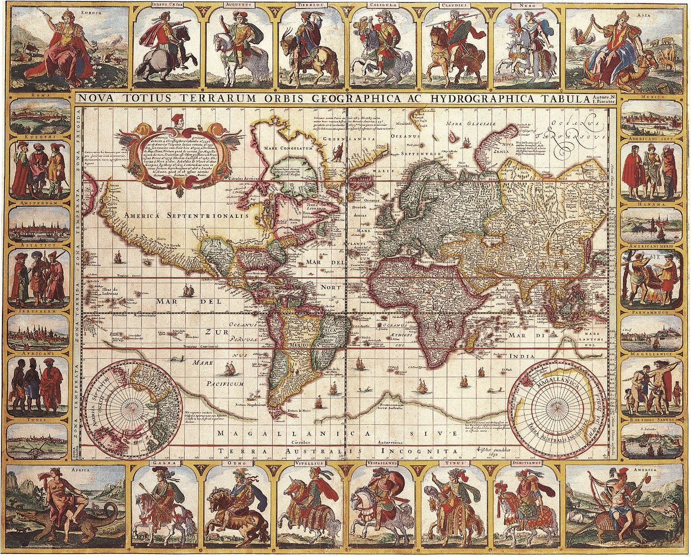 Как выглядела 1 карта мира Старинная красивая античная карта мира 1652 год размер 101- 81 см - купить по вы