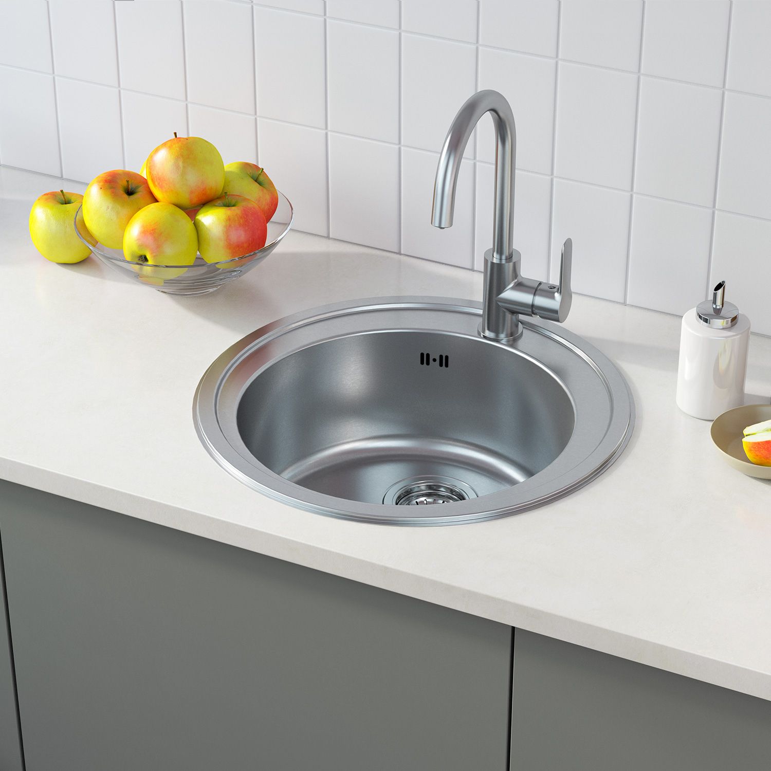 Фото товара на маркетплейсе ozon Мойка для кухни с сифоном, нержавеющая сталь, матовая, D505, Suno S, IDDIS, SUN50S0i77S