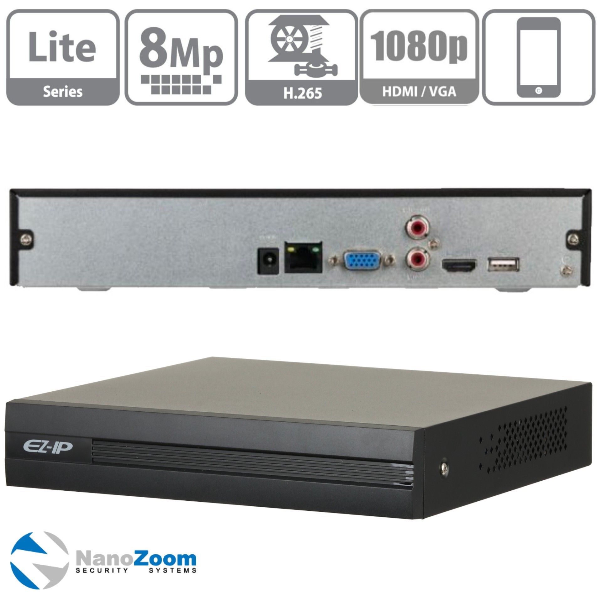 EZ-IP EZ-NVR1B04HS/H - 4 канальный видеорегистратор IP для камер видеонаблюдения, NVR регистратор сетевой