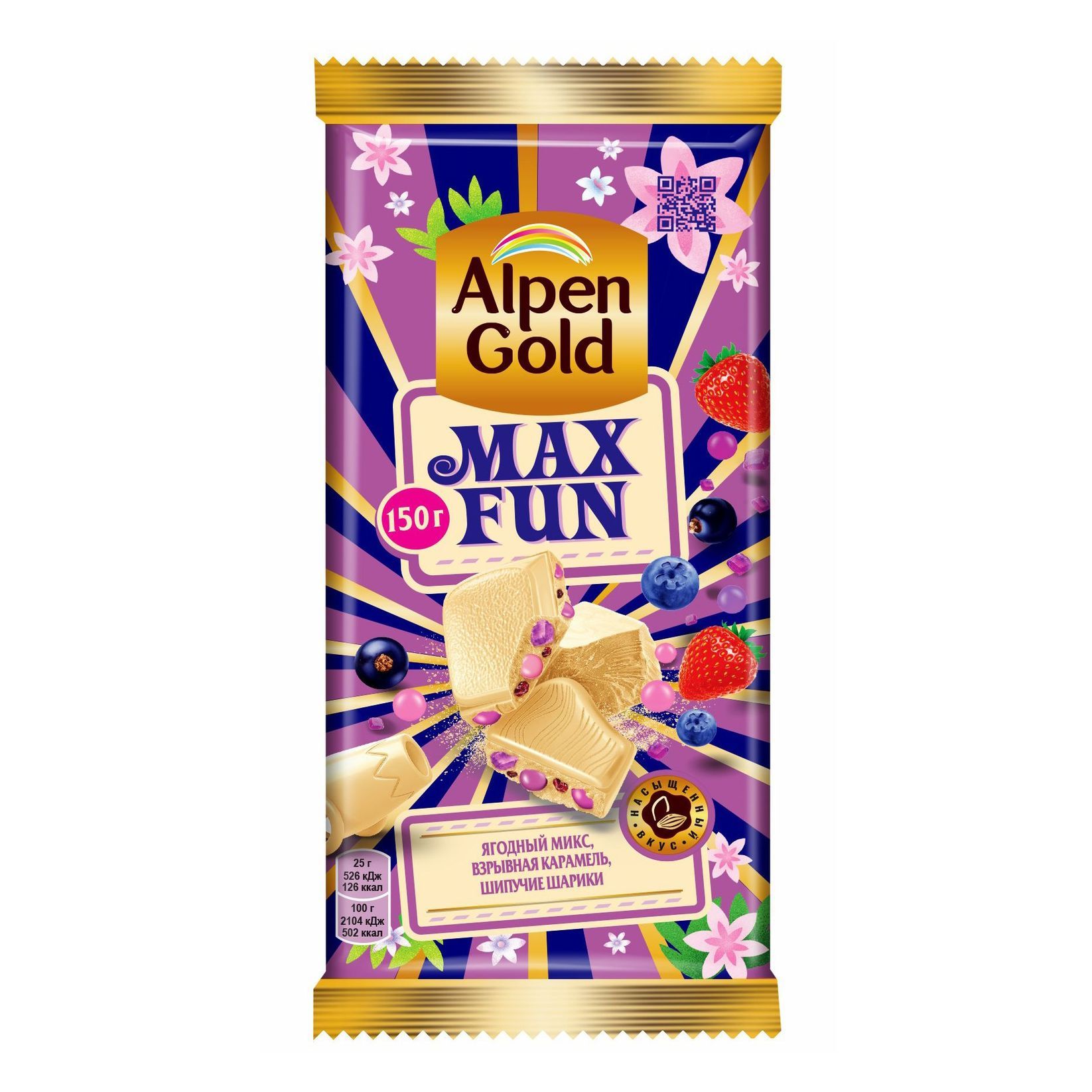 Характеристики Шоколад Alpen Gold Max <b>Fun</b> Зимний ягодный микс белый 150 г (...