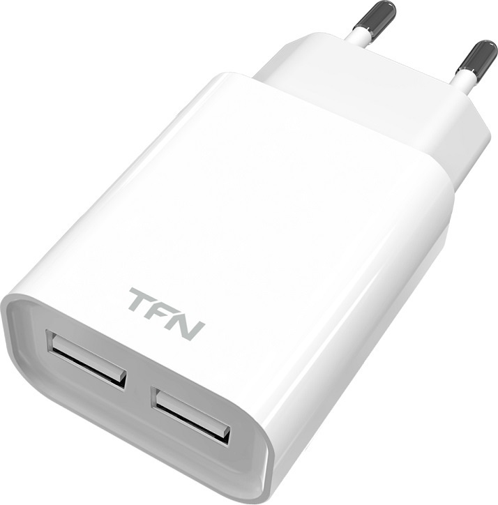 Сетевое зарядное устройство TFN 2 выхода USB-A 2.4А цвет белый без кабеля  #1