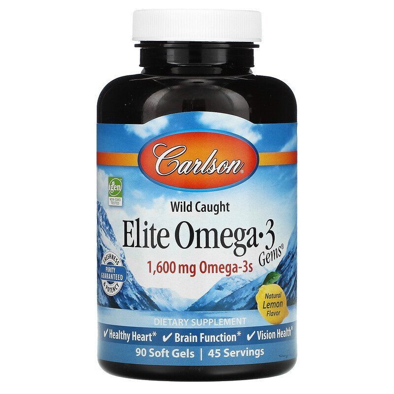 Carlson Labs, Wild Caught, Elite Omega-3 Gems, отборные омега-3 кислоты ...