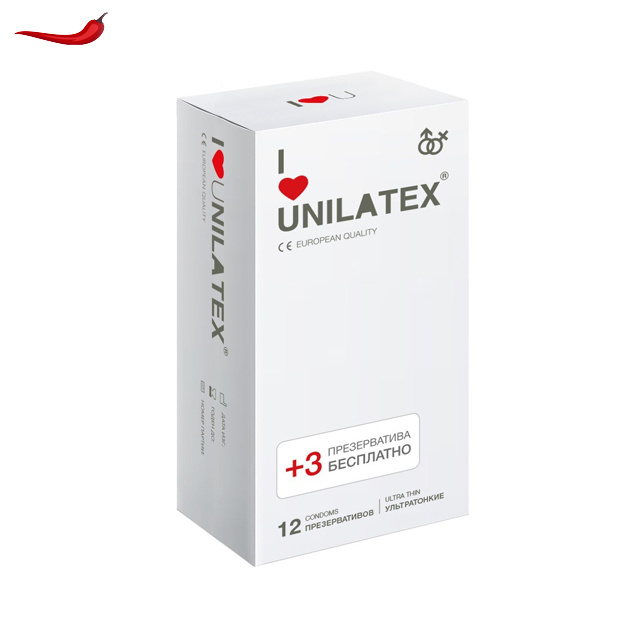Презервативы UNILATEX Ultrathin / презервативы ультратонкие / 12 шт + 3 шт В ПОДАРОК  #1