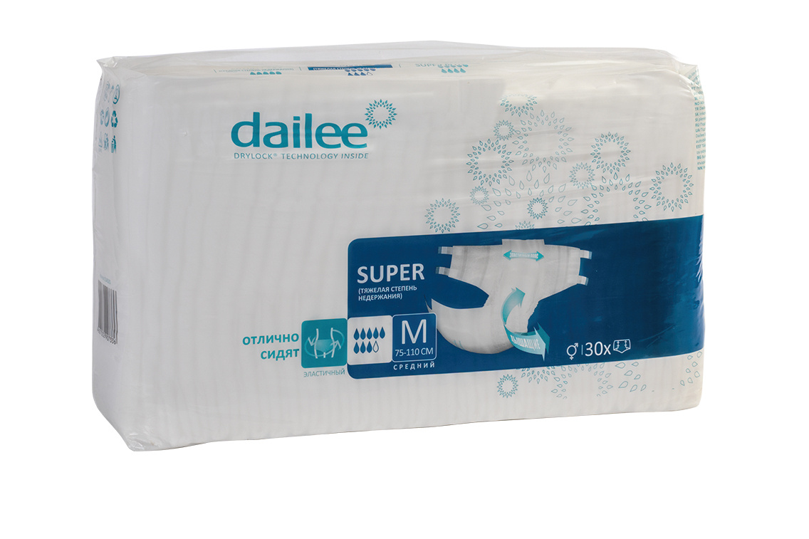 Подгузники памперсы для взрослых Dailee Super M 75-110 см 30шт/уп, 8 ...