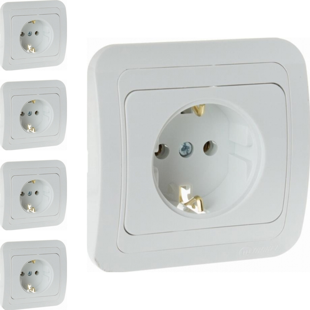 Розетка Makel Mimoza с заземлением белая (комплект из 4 шт.) - купить ...